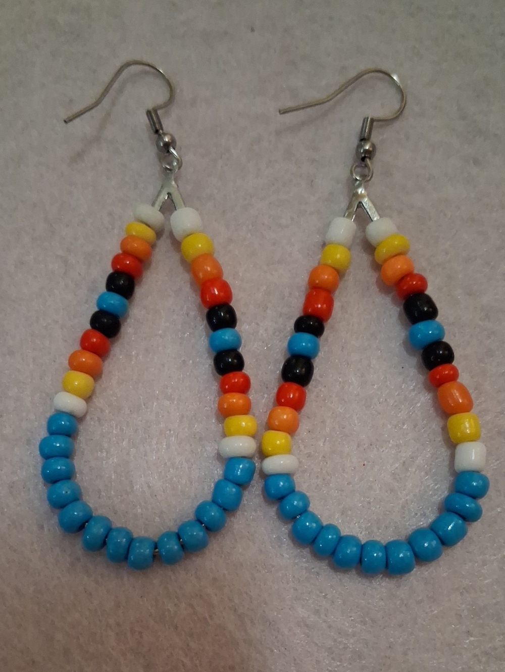 254- Colorful Beaded Teardrop Earrings - Multicolor
